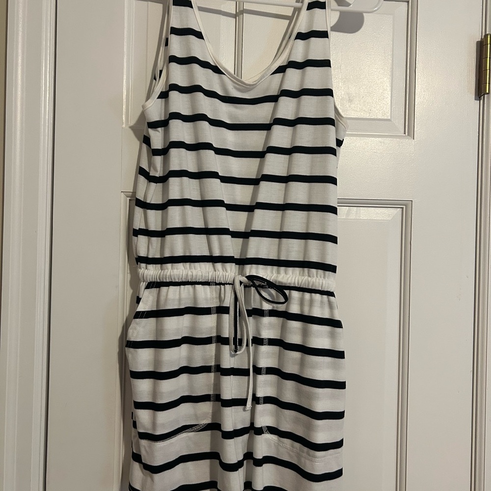 ReoRia Black and White Striped One Piece Romper